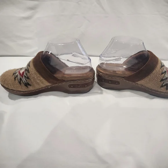 Born Tan Slip-On Clogs with Geometric Design - Picture 2 of 9